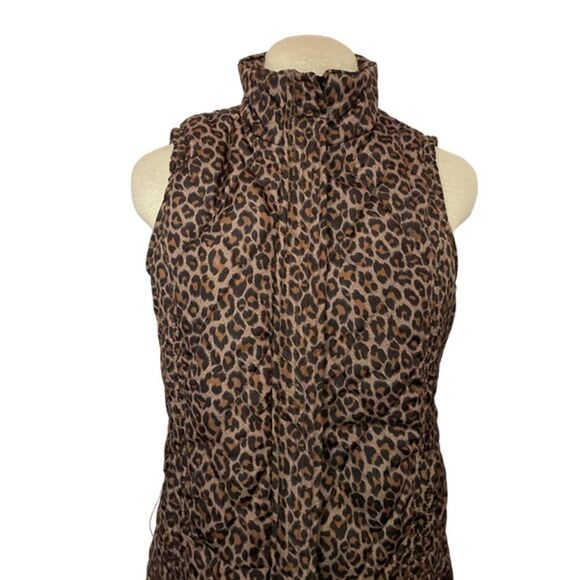 MIFRESIA women's brown leopard print puffer vest - Size S - Picture 3 of 10